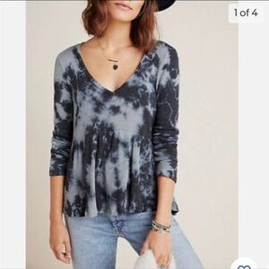 Anthropologie T.la Tie Dye Jill Babydoll Peplum Top Size XS Petite (Like New)
